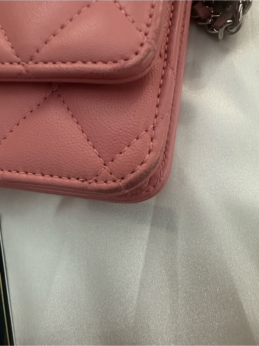 CHANEL Pink Quilted Leather Crossbody Wallet - Picture 12 of 16